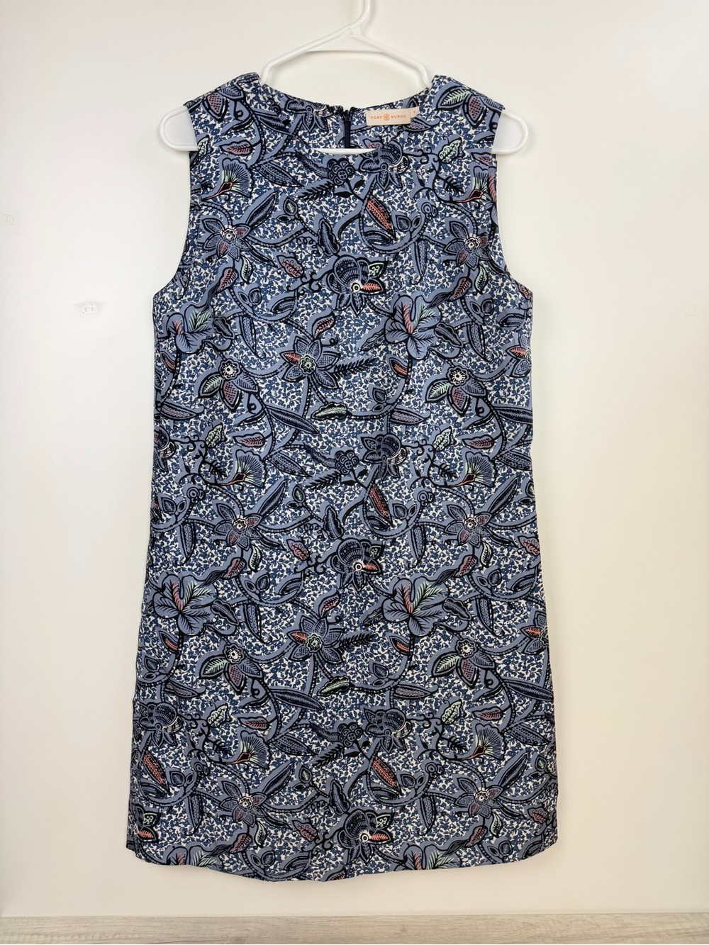 Tory Burch Navy Floral Sleeveless Shift Dress - Picture 2 of 10